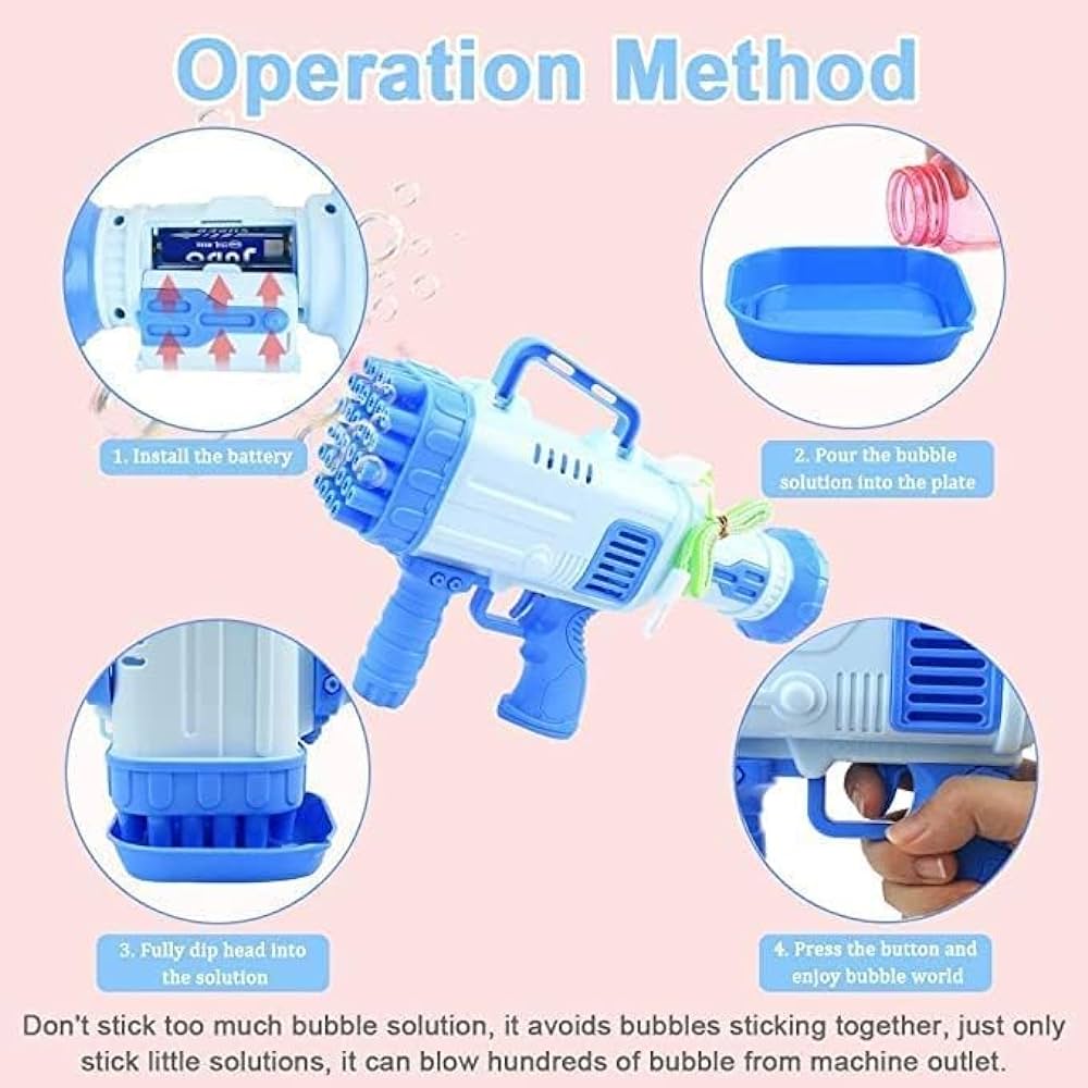 Bazooka Bubble Gun Bubble Maker Machine with 32 Holes