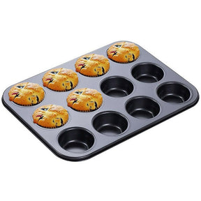 12 Hole Cupcake Tray, Muffin Pan,non stick cupcake baking pan kitchen utensil - REVEL.PK