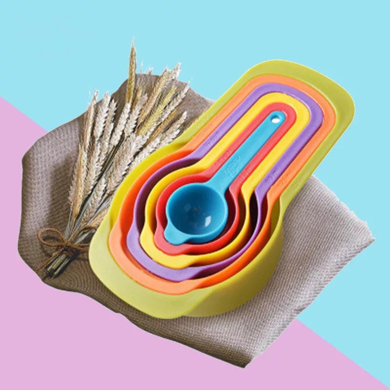 Multicolor 6 Pieces Plastic Measuring Spoon Cup Set