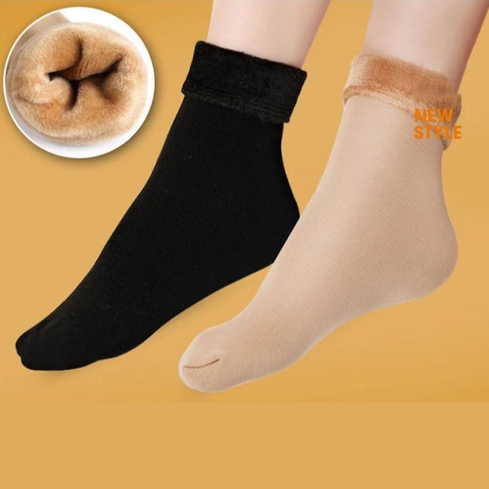 2 Pairs Ladies Velvet Cashmere Warm Socks For Ladies– Thick Wool Socks for Autumn, Winter, Spring - REVEL.PK