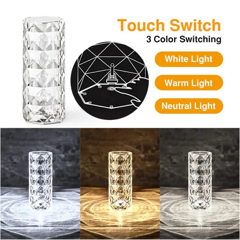 [Free Home Delivery] Rose Crystal Diamond Touch Lamp – 16 Colors Swap With Remote Control - REVEL.PK
