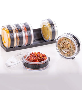 Cylinder Spice Rack Seasonings Tray-Set Of 6 - REVEL.PK