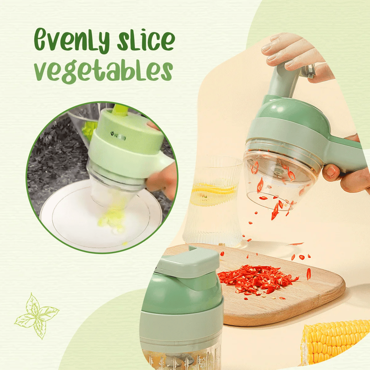 Rechargeable 4 In 1 Handheld Vegetable Cutter Chopper