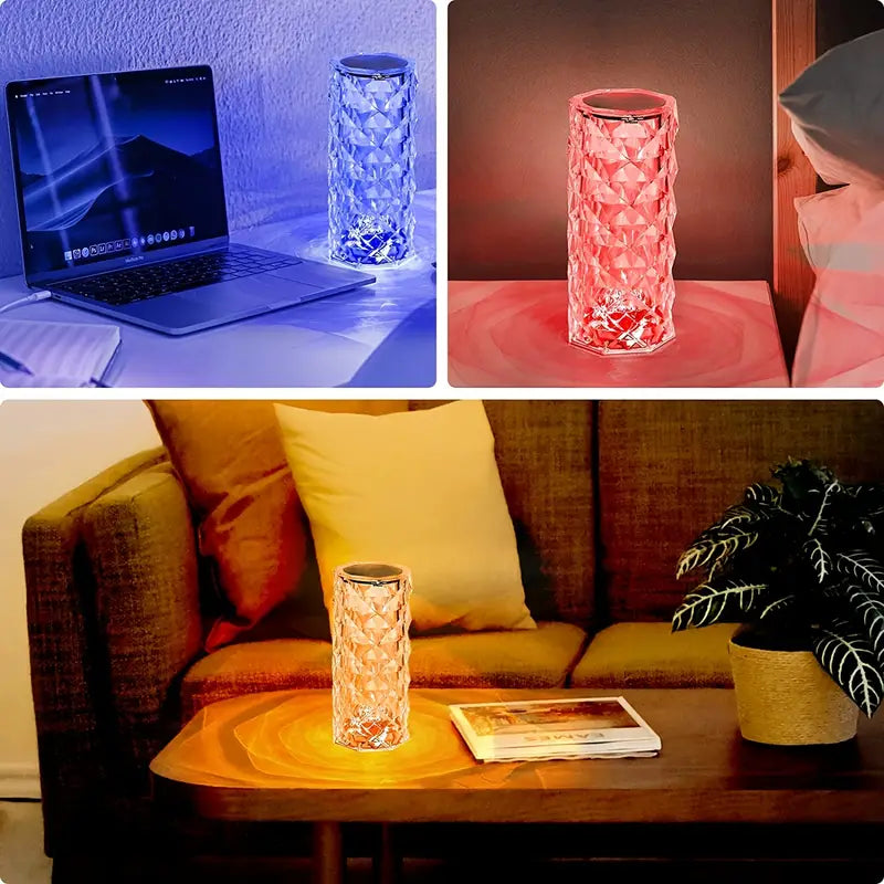 [Free Home Delivery] Rose Crystal Diamond Touch Lamp – 16 Colors Swap With Remote Control - REVEL.PK