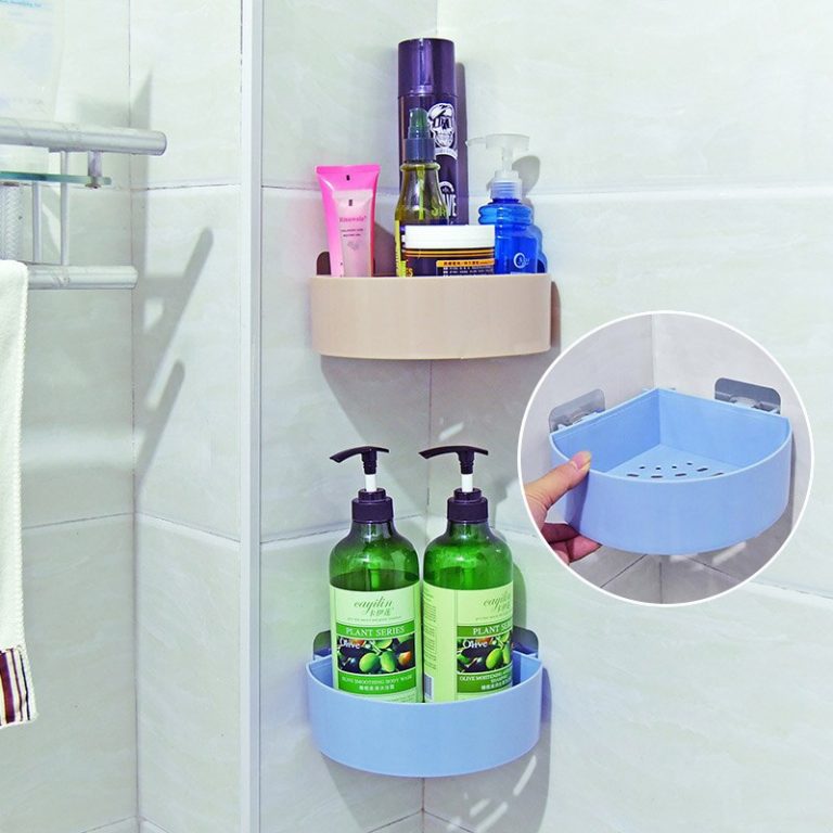 Self Adhesive Bathroom Corner Round Storage Rack Organizer