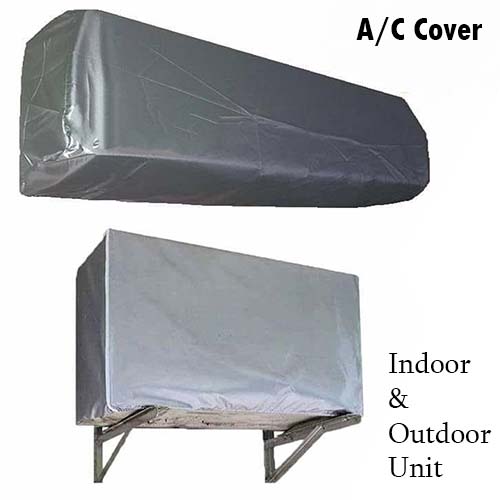 Pack of 2 Dust proof Ac Cover For Indoor & Outdoor Unit - 1.5 Ton -Parachute Silver 100% Water Proof - REVEL.PK