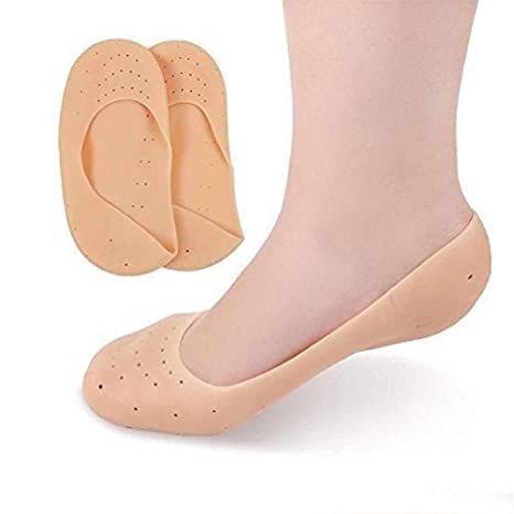 2 Pair (4PCS)  Anti Crack Full Length Silicone Foot Protector Moisturizing Socks for Foot-Care and Heel Cracks - REVEL.PK