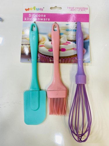 Silicon Egg Beater Spatula and Baking Brush with Clear Handle Tool 3in1 Set BAKINGWARE