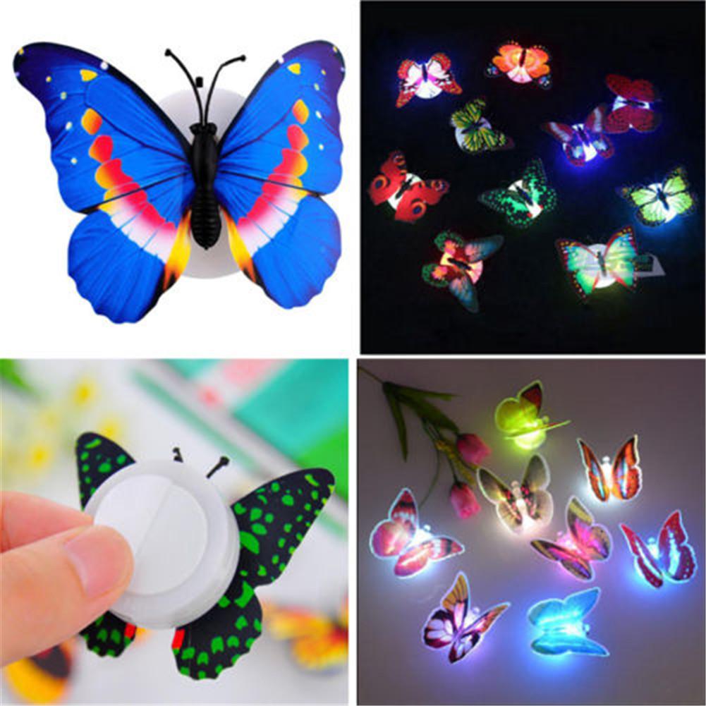 Pack of 10 Self Adhesive LED Butterfly lights, Room Decor Wall Lights
