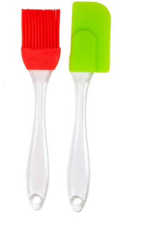 2 Pair(4PCS) - Spatula & BBQ Oil Brush - Silicone Acrylic Transparent Spatula - Silicone Acrylic Transparent Brush
