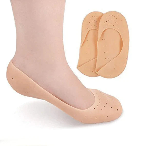 2 Pair (4PCS)  Anti Crack Full Length Silicone Foot Protector Moisturizing Socks for Foot-Care and Heel Cracks - REVEL.PK