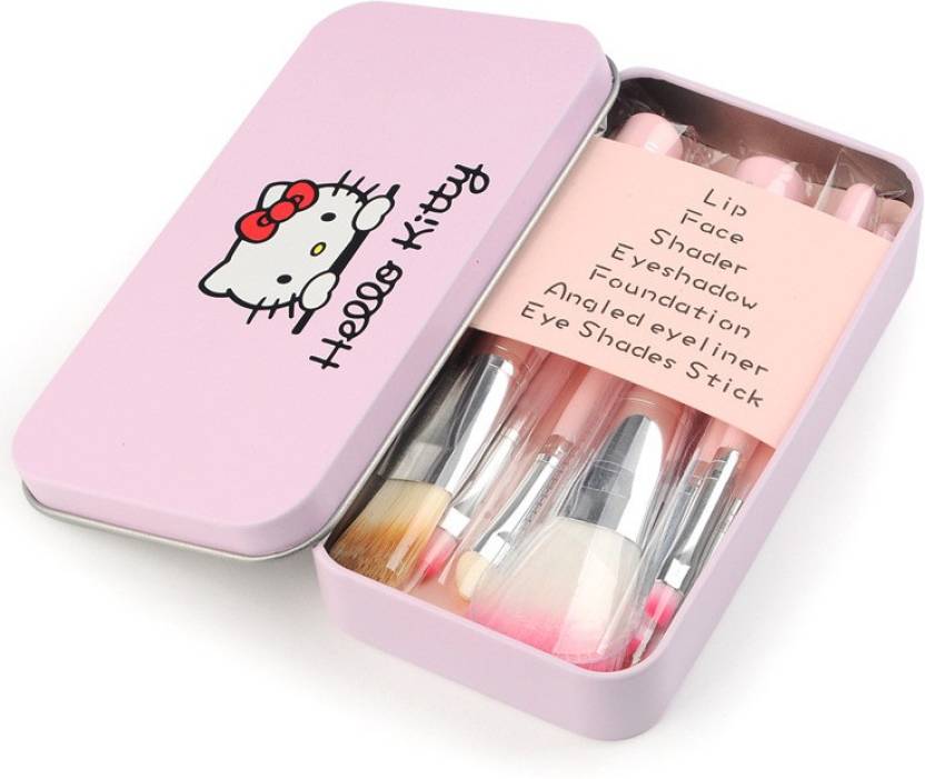 (Pack of 2) Hello Kitty Complete Makeup Mini Brush Kit with A Storage Box – Set of 7 Pieces - REVEL.PK