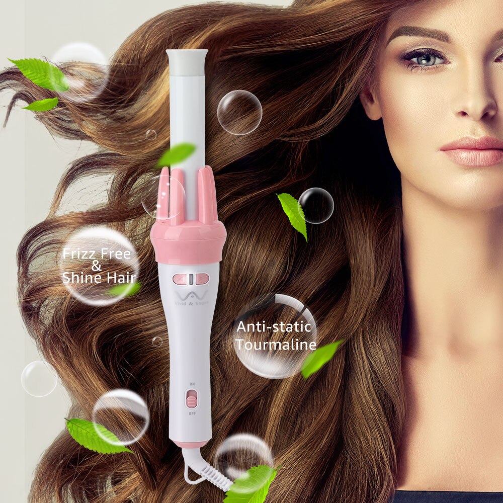 Automatic Ceramic Hair Curler Spin 360° Rotating Hair Styling Roller Auto Wavy Iron 30s Instant Ceramic Heat Wand - REVEL.PK