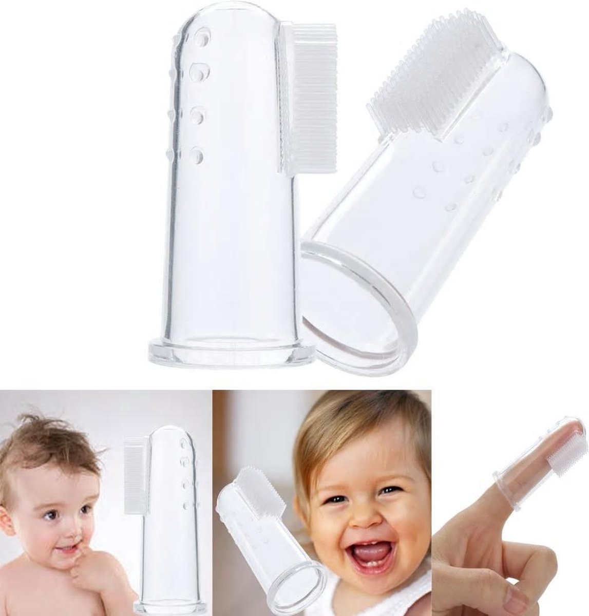 High Quality Baby Kids Silicone Finger Toothbrush Soft Safe Baby Teether Toothbrush - REVEL.PK