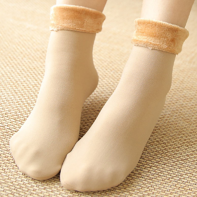 2 Pairs Ladies Velvet Cashmere Warm Socks For Ladies– Thick Wool Socks for Autumn, Winter, Spring - REVEL.PK
