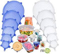 Pack of 12 Stretch Silicone Lids Kitchen Reusable Silicone Stretch Seal Lid for Food Preservation, - REVEL.PK