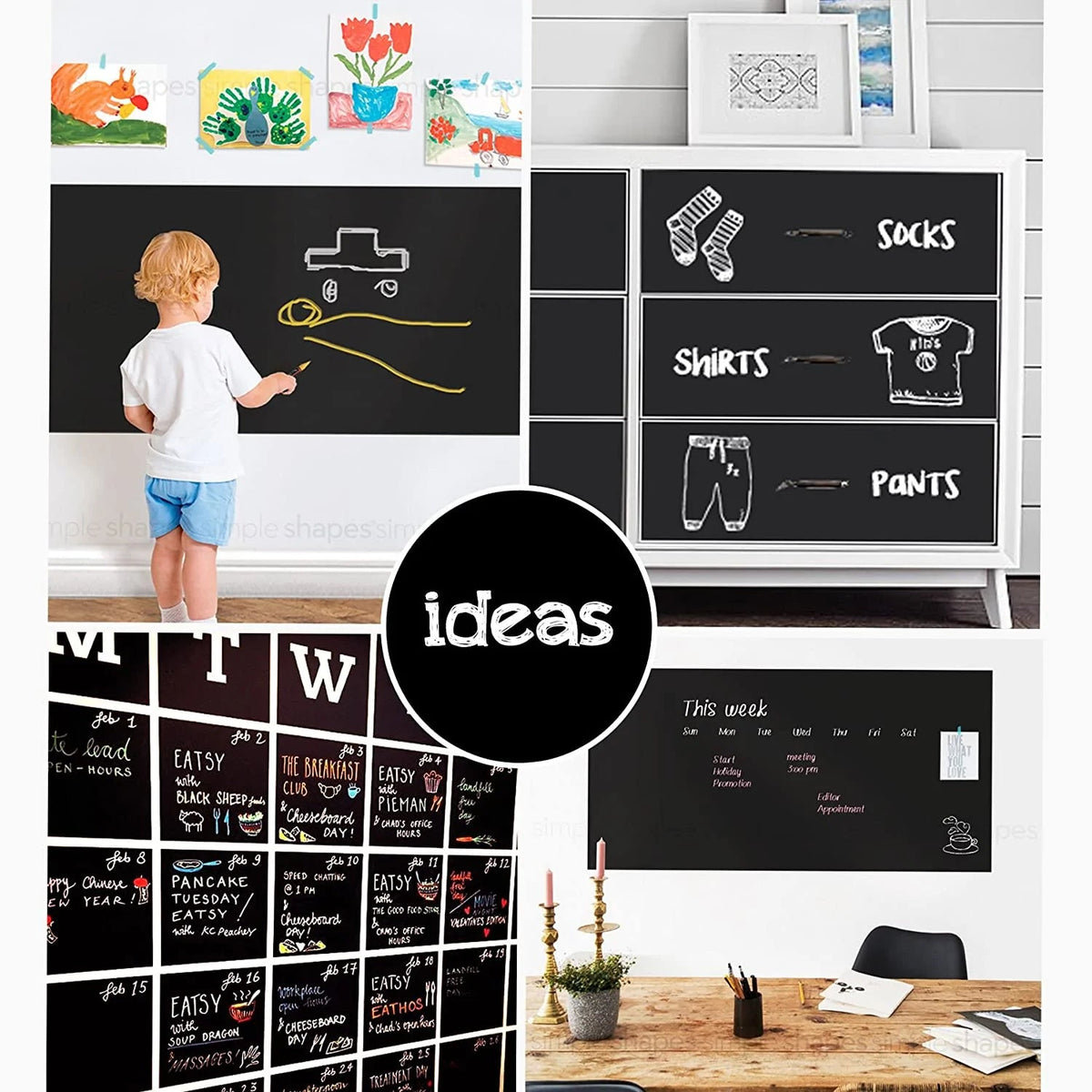 DIY Large Chalkboard Sticker Paper - Black Board Wall Adhesive Contact Paper Roll - 1.5x4Feet - Black( Free home delivery) - REVEL.PK