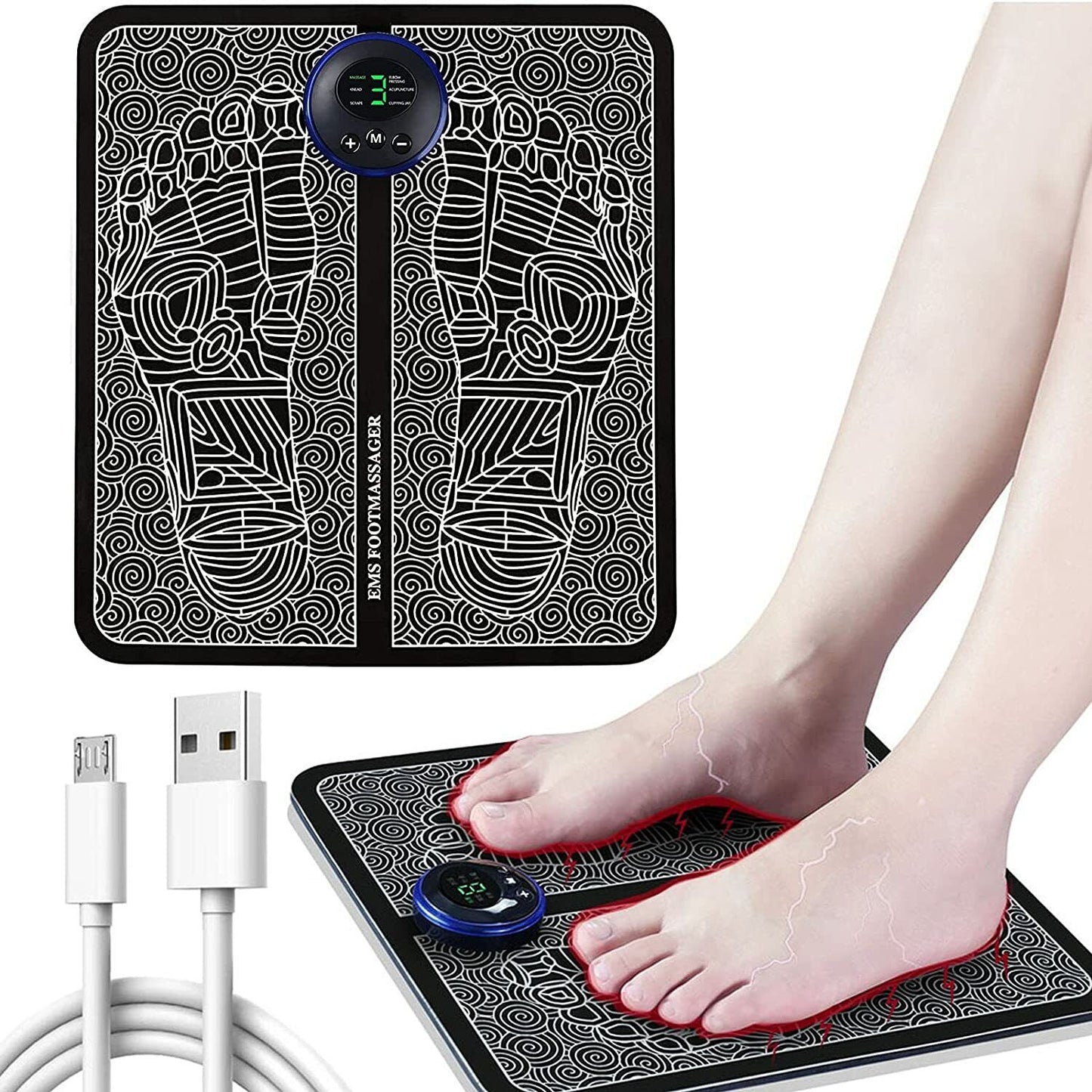 Rechargeable Portable EMS Electric Foot Massage Pad Feet Simulator