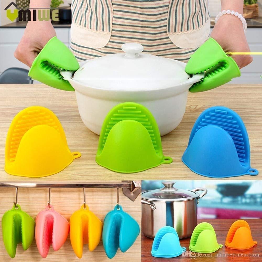 2 Pair(4PCS)  Silicone Heat Resistant Pot Holder Gloves hot pot holders Non Stick Anti-slip Pot Bowel Holder - REVEL.PK