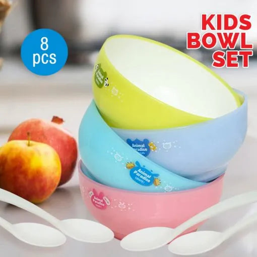 (Set Of 4) Animal Paradise Cartoon Bowls With Spoons