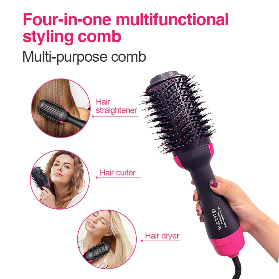 4-in-1 Electric Blow Hair Curler Dryer and Styler Comb Air Brush Straightener