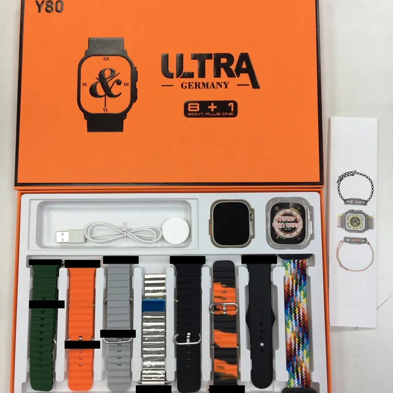 Y80 Ultra Smart Watch With 8 Straps  2.02inch Special Package Smartwatch