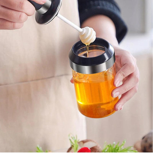 250ml Kitchen Condiment Jar  Glass Seasoning Bottle With Honey Brush - REVEL.PK