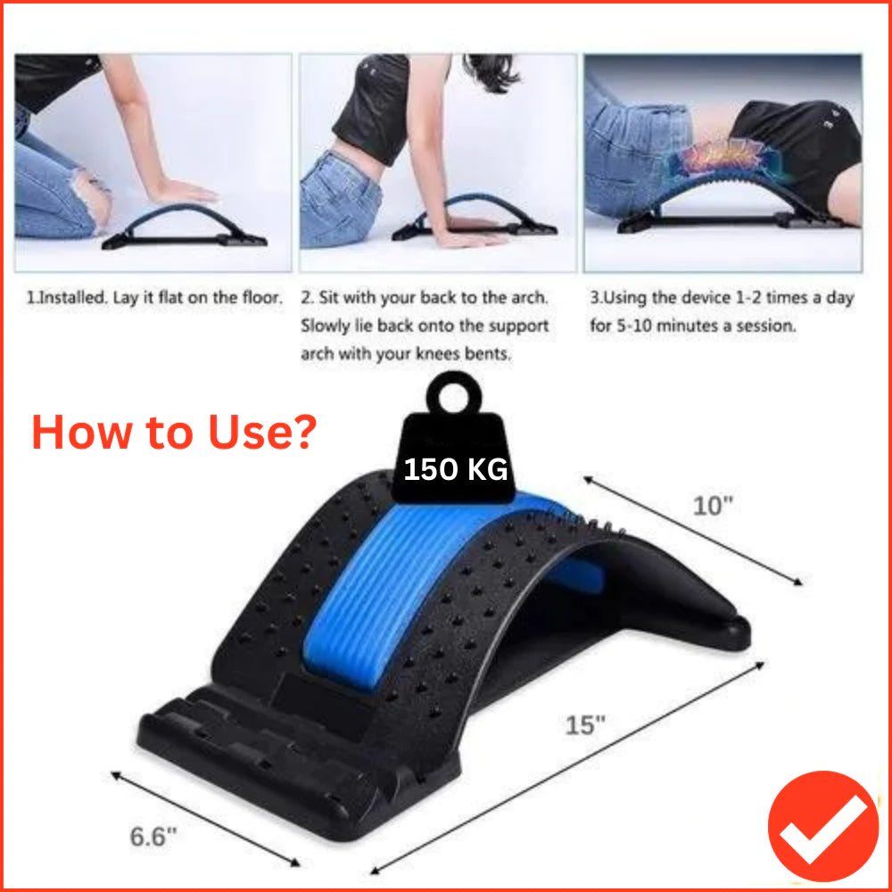 Magic Back Stretcher Lower Lumbar Massage Support Spine Pain Relief Back Massager