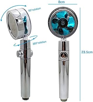 360 Degrees Rotating High Pressure Shower Heads, Handheld Turbo Fan Shower