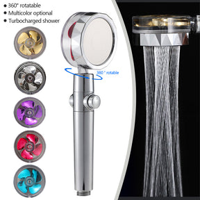 360 Degrees Rotating High Pressure Shower Heads, Handheld Turbo Fan Shower