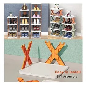 5 layer Folding Shoes Rack, Plastic Adjustable Shoe Rack