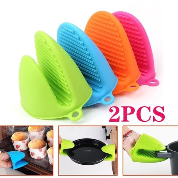 2 Pair(4PCS)  Silicone Heat Resistant Pot Holder Gloves hot pot holders Non Stick Anti-slip Pot Bowel Holder - REVEL.PK