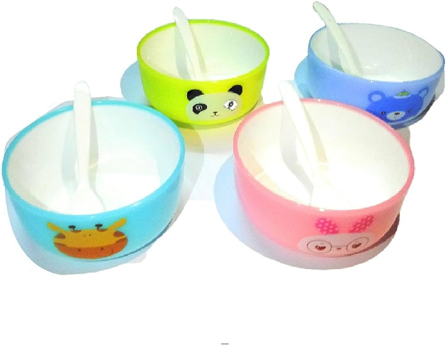 (Set Of 4) Animal Paradise Cartoon Bowls With Spoons