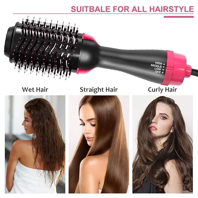 4-in-1 Electric Blow Hair Curler Dryer and Styler Comb Air Brush Straightener