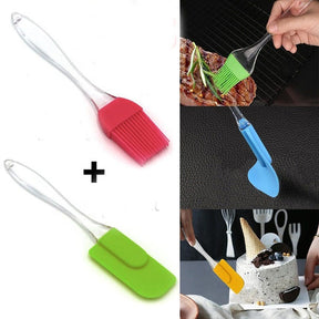 2 Pair(4PCS) - Spatula & BBQ Oil Brush - Silicone Acrylic Transparent Spatula - Silicone Acrylic Transparent Brush