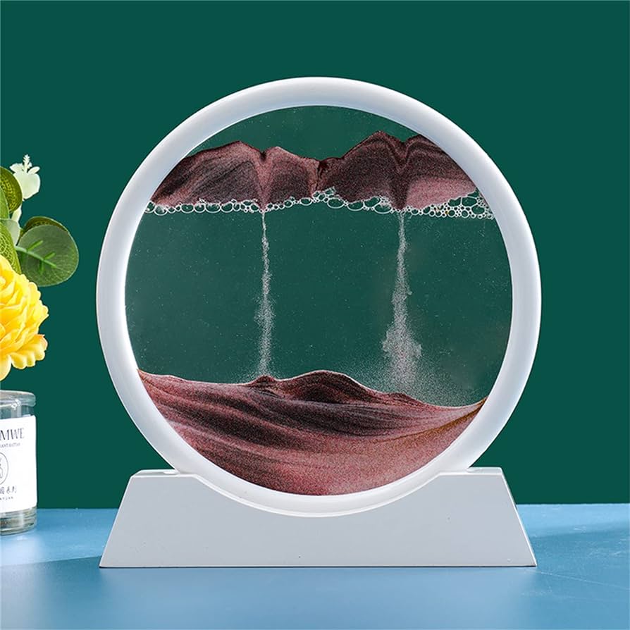 Moving Sand Art Pictures 3-d, Quicksand Painting Ornaments, Round Glass 3D Frame, Dynamic Sand Art Liquid Motion