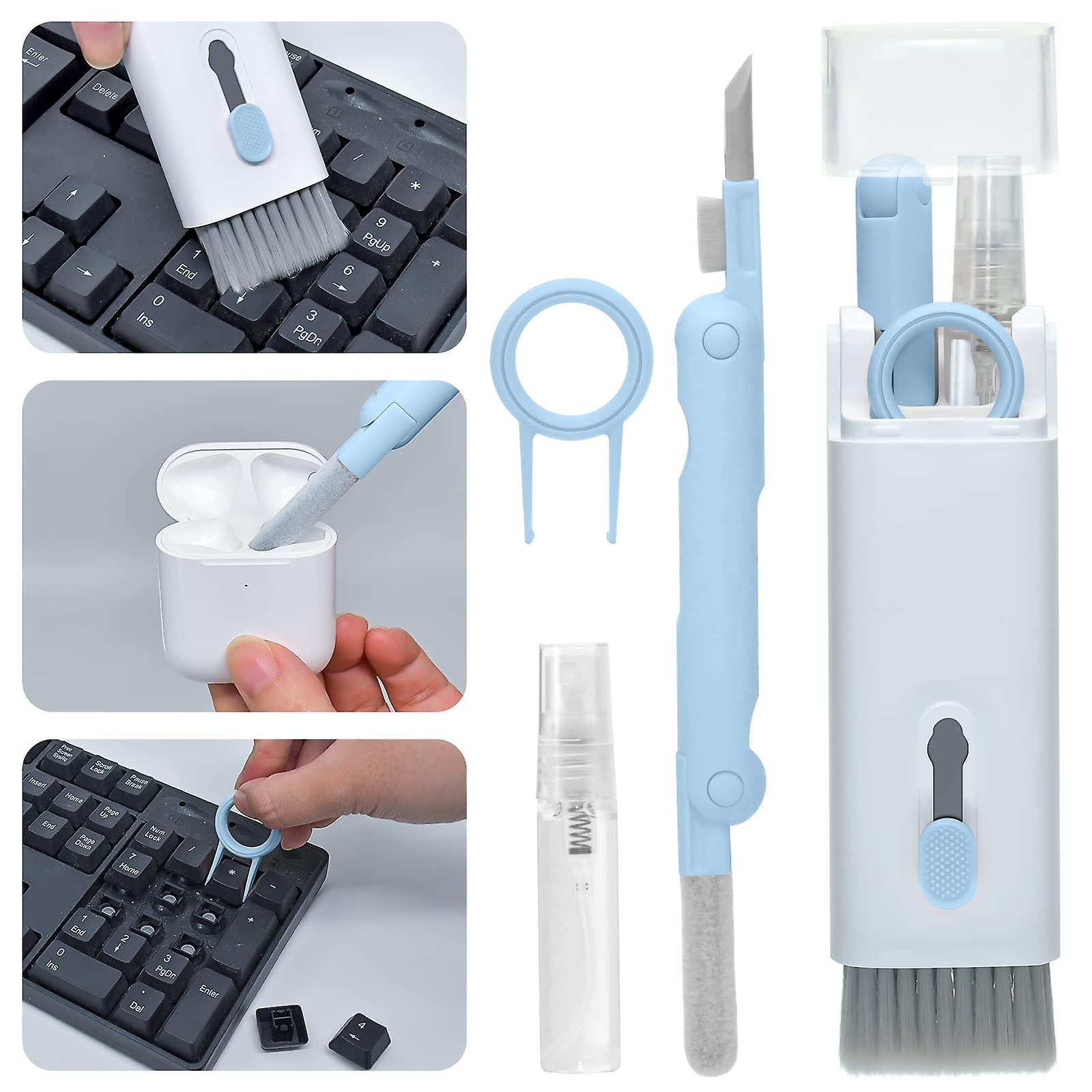 7-in-1 Computer Keyboard Cleaner Brush Kit Earphone Cleaning Pen For Headset Keyboard Cleaning Tools Cleaner Keycap Puller Kit