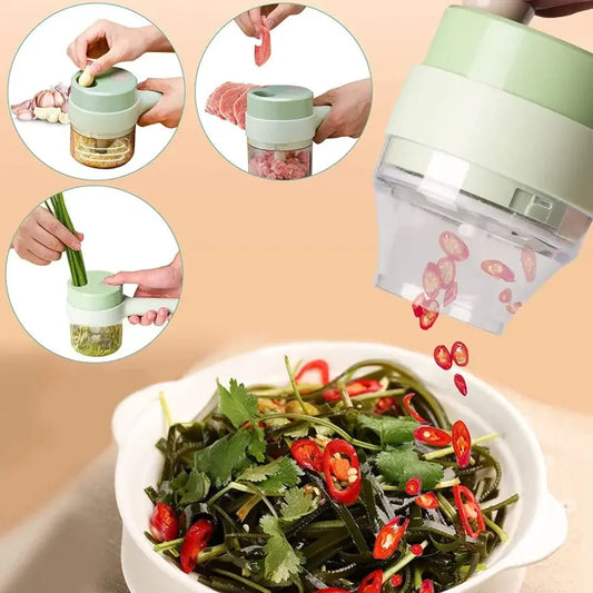 Rechargeable 4 In 1 Handheld Vegetable Cutter Chopper