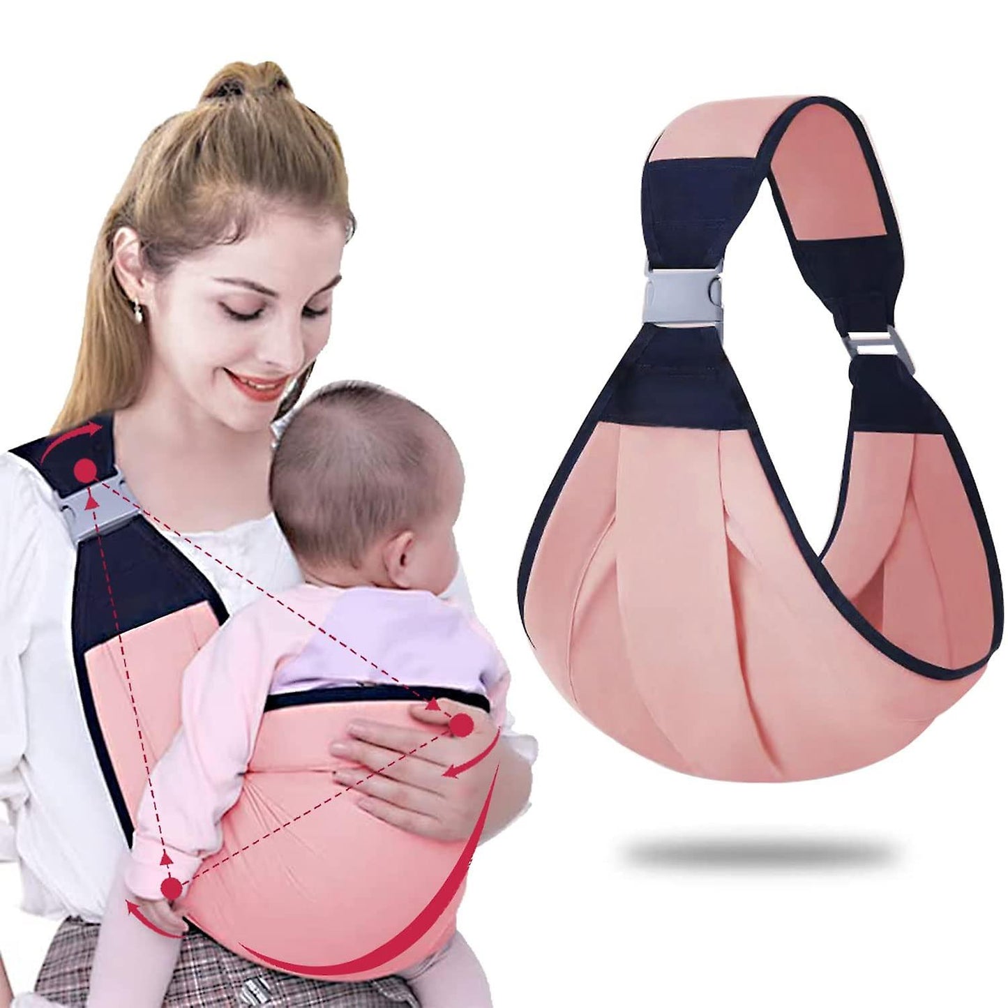 Baby Carrier Sling Wrap, Baby Carrier, Hands Free Baby Carrier, Adjustable 3D Baby Wrap Carrier