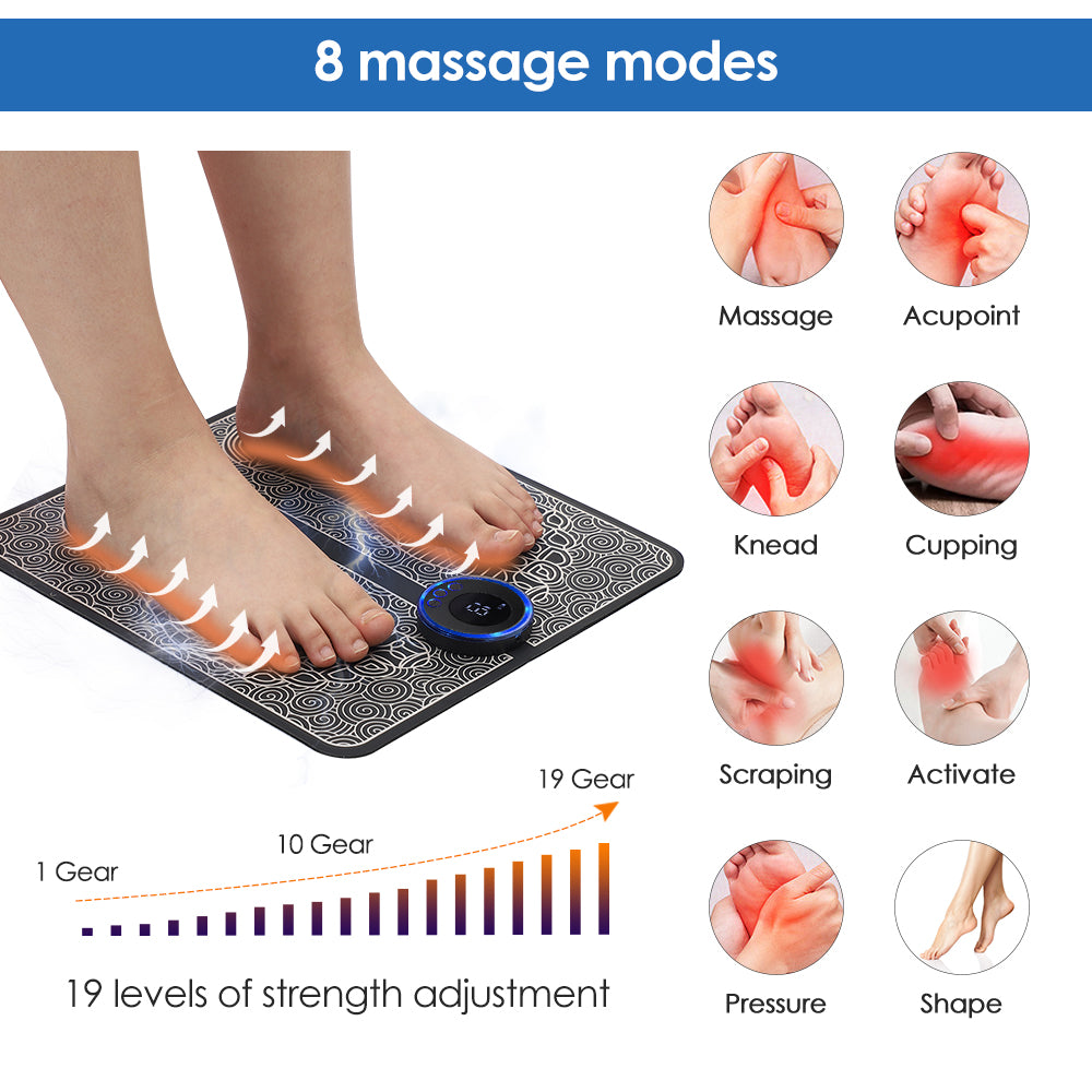 Rechargeable Portable EMS Electric Foot Massage Pad Feet Simulator