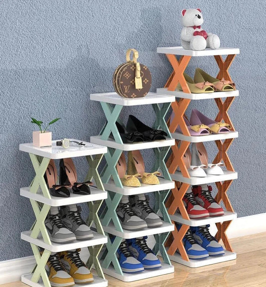 5 layer Folding Shoes Rack, Plastic Adjustable Shoe Rack