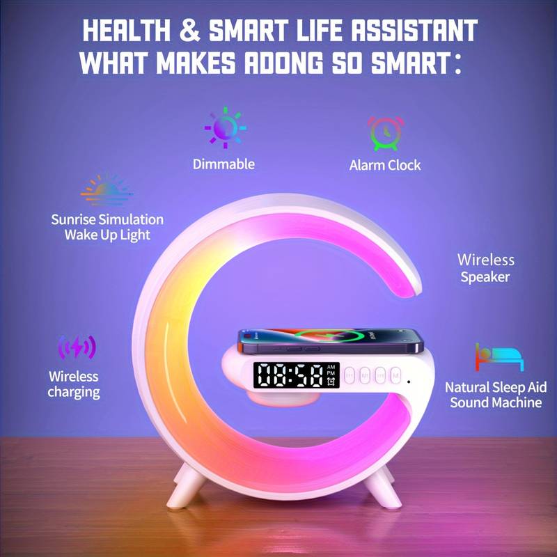 Multifunctional Lamp With Bluetooth Speaker Wireless Charger Sunrise Wake-up & Alarm Clock