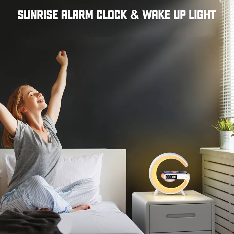 Multifunctional Lamp With Bluetooth Speaker Wireless Charger Sunrise Wake-up & Alarm Clock