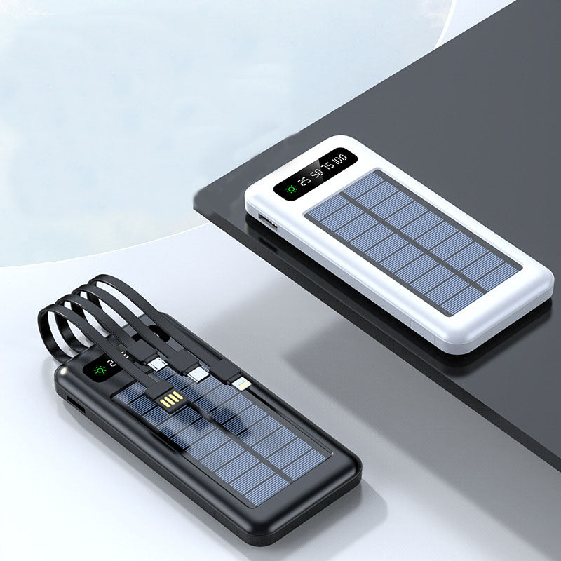 Solar energy comes with four wires, 20000 milliamperes, large capacity power banks, lightweight and thin shared mobile power supply