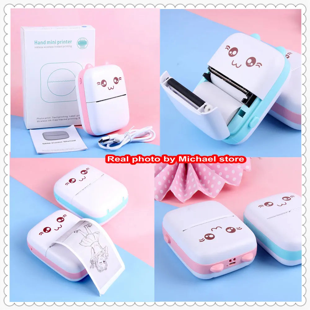Mini Thermal Photo Label Portable Instant Printer With Paper Roll