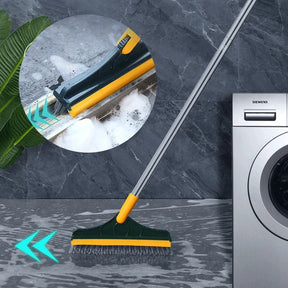 2 In 1 Stainless Metal Long Handle Scrubber Floor Brush, Bathroom Tile Corner Gap Cleaning Brush