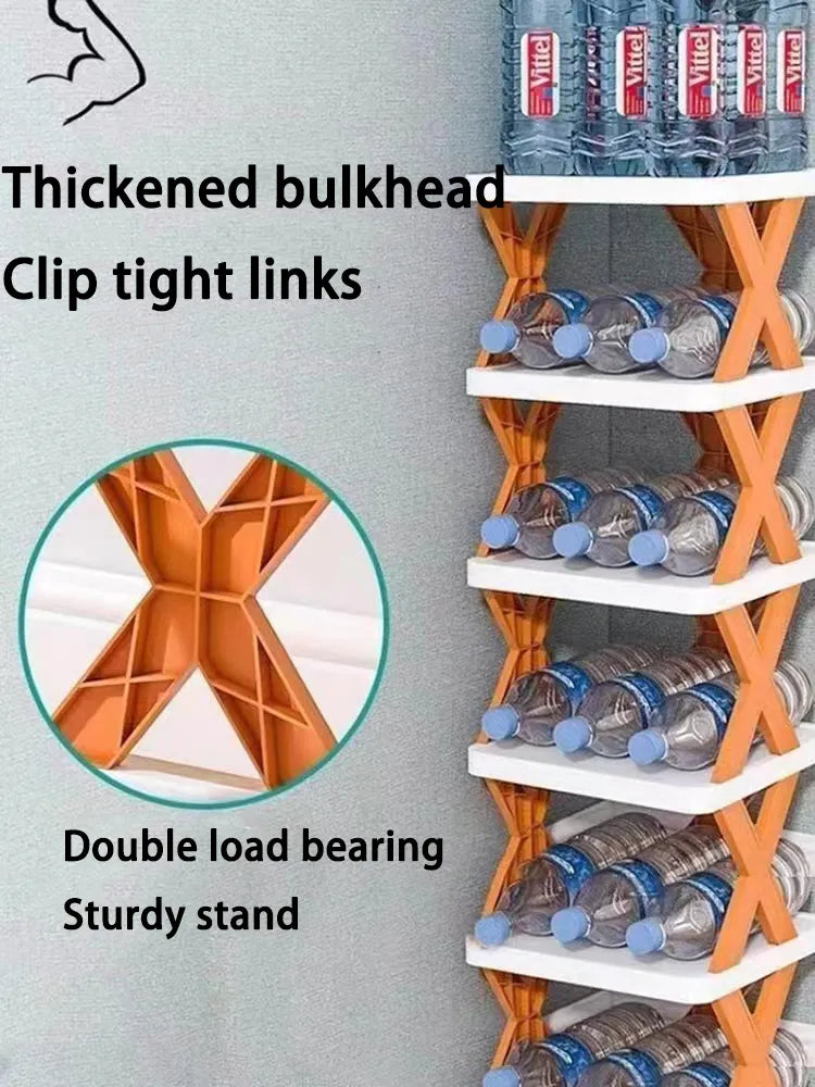 5 layer Folding Shoes Rack, Plastic Adjustable Shoe Rack