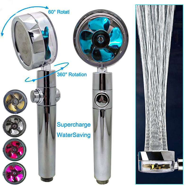 360 Degrees Rotating High Pressure Shower Heads, Handheld Turbo Fan Shower