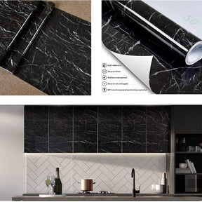(Pack of 5) Self Adhesive Black Marble Sheet for Kitchen - Waterproof Anti Oil & Heat Resistant Wallpaper Sheet (2 Feet x 6.5 feet)