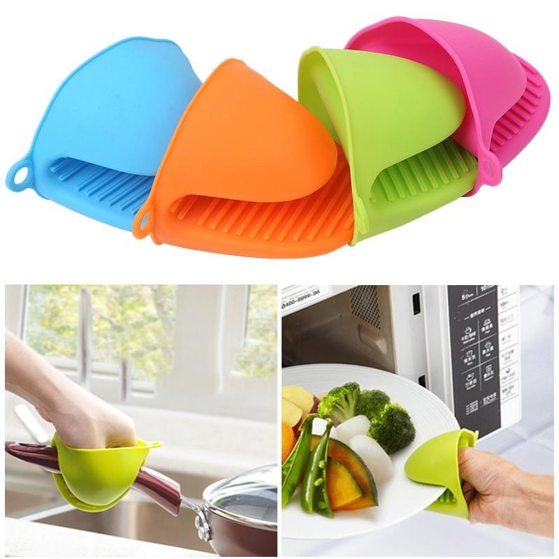 2 Pair(4PCS)  Silicone Heat Resistant Pot Holder Gloves hot pot holders Non Stick Anti-slip Pot Bowel Holder - REVEL.PK